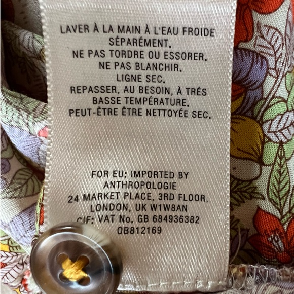 Anthropologie Maeve Button Down Citrus Tie Shirt Sz 8 - Picture 13 of 13